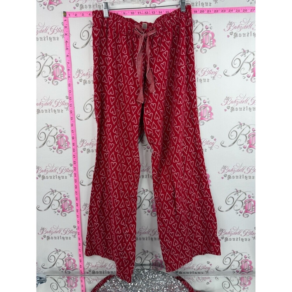 Old Navy pants pj candy cane hearts Christmas Red Heart-Print Pajama Pants